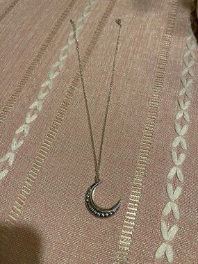 Silver Crescent Moon Pendant Necklace